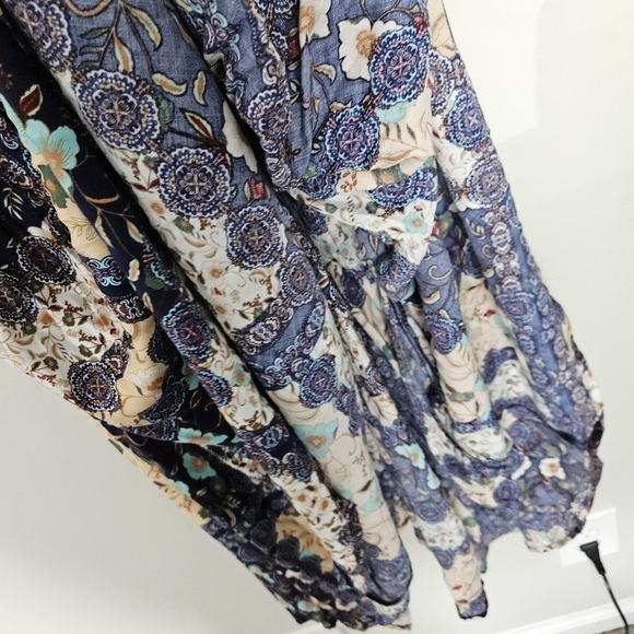 Abel The Label Anthropologie Ghandi Blue Floral Maxi Dress size L - Picture 8 of 12